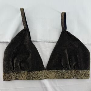 Colsie Gold Lurex Bralette Small Shimmery Sparkle Festival Crop Top Party Top